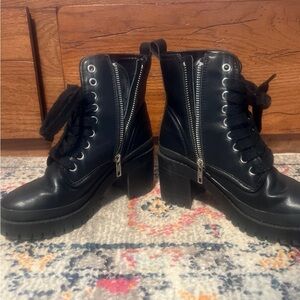 Steve Madden Black Combat Boots with Zipper